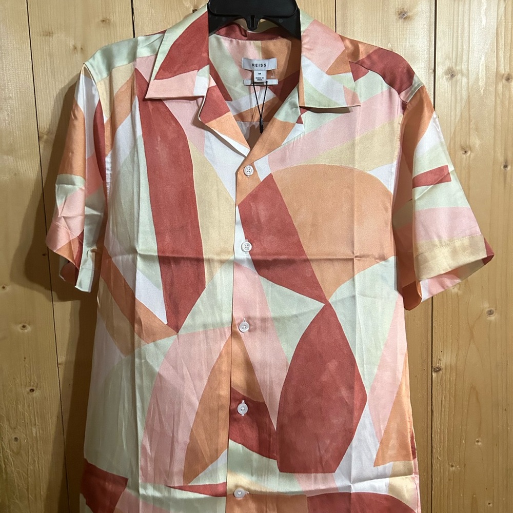 Reiss geometric button front shirt
